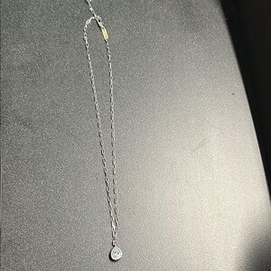 Stunning Silver Necklace with Teardrop Pendant. 16” with 3” extension.